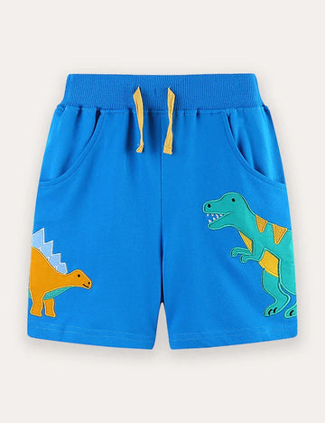 Cartoon Dinosaur Applique Shorts